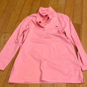 Hot pink Vineyard Vines performance polo top